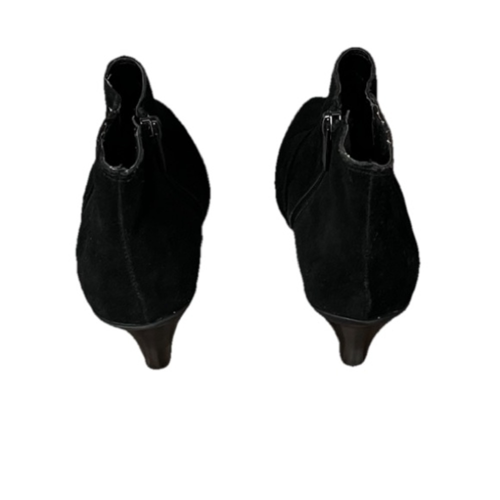 Kenneth Cole Reaction Hill N Spill Suede Ankle Booties Size 5 Black Heeled Moto - Picture 6 of 11